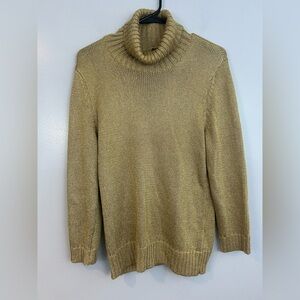 Ralph Lauren Gold Turtleneck/Mock Neck Knit Sweater Size Large